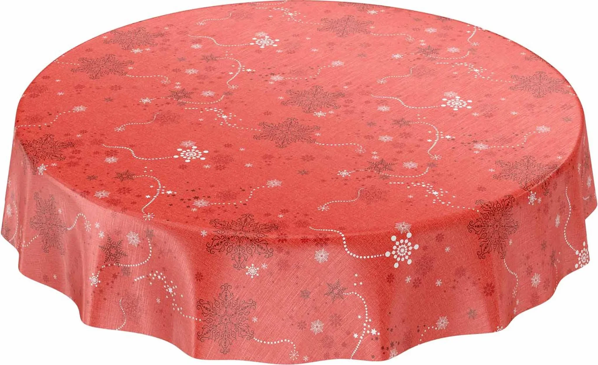 ANRO Wachstuch Tischdecke rund – Ø 100 cm – Motiv Weihnachten – rot/weiß