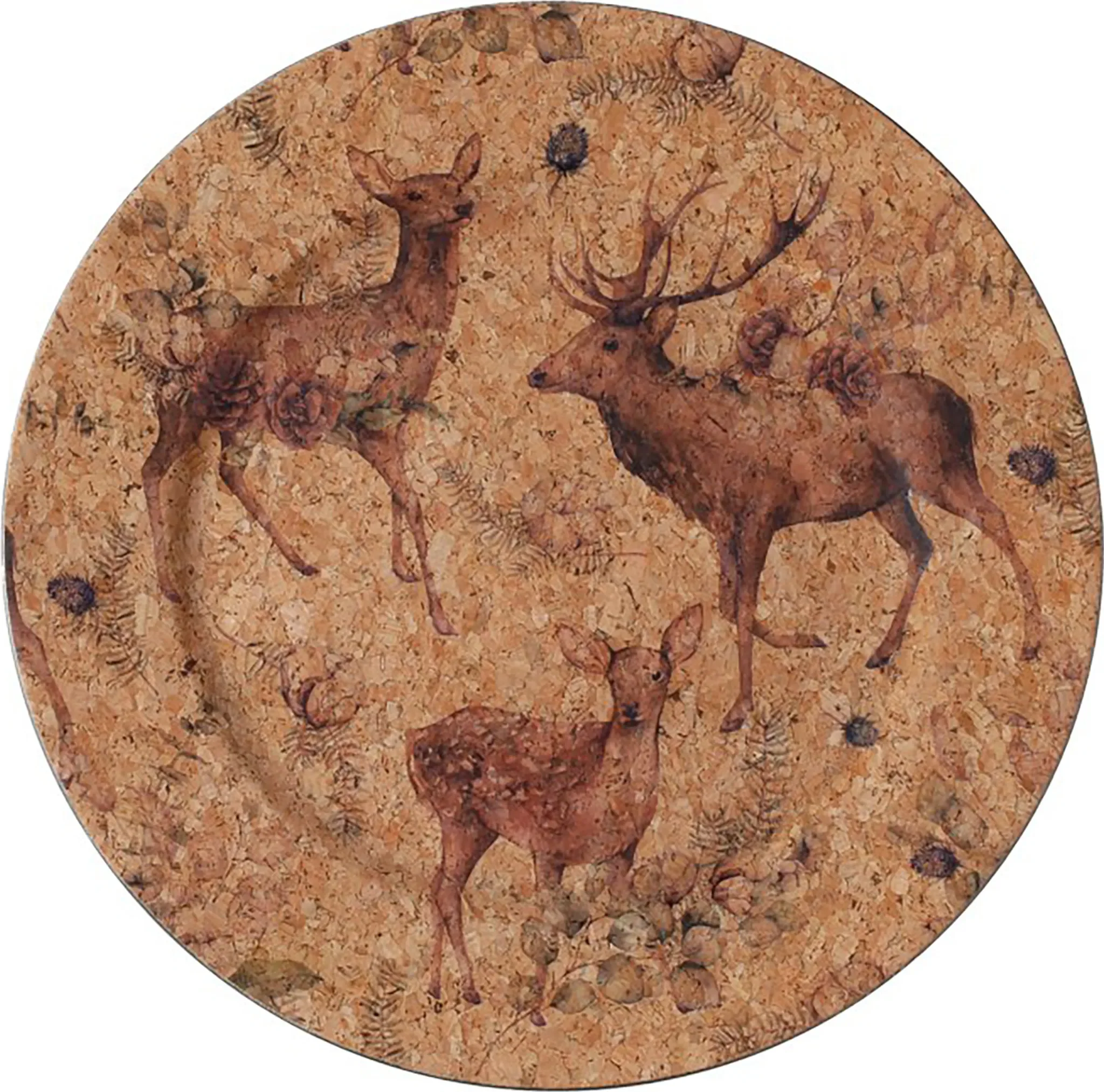 Dekoteller 33 cm mit Waldtiere-Motiv – Braun