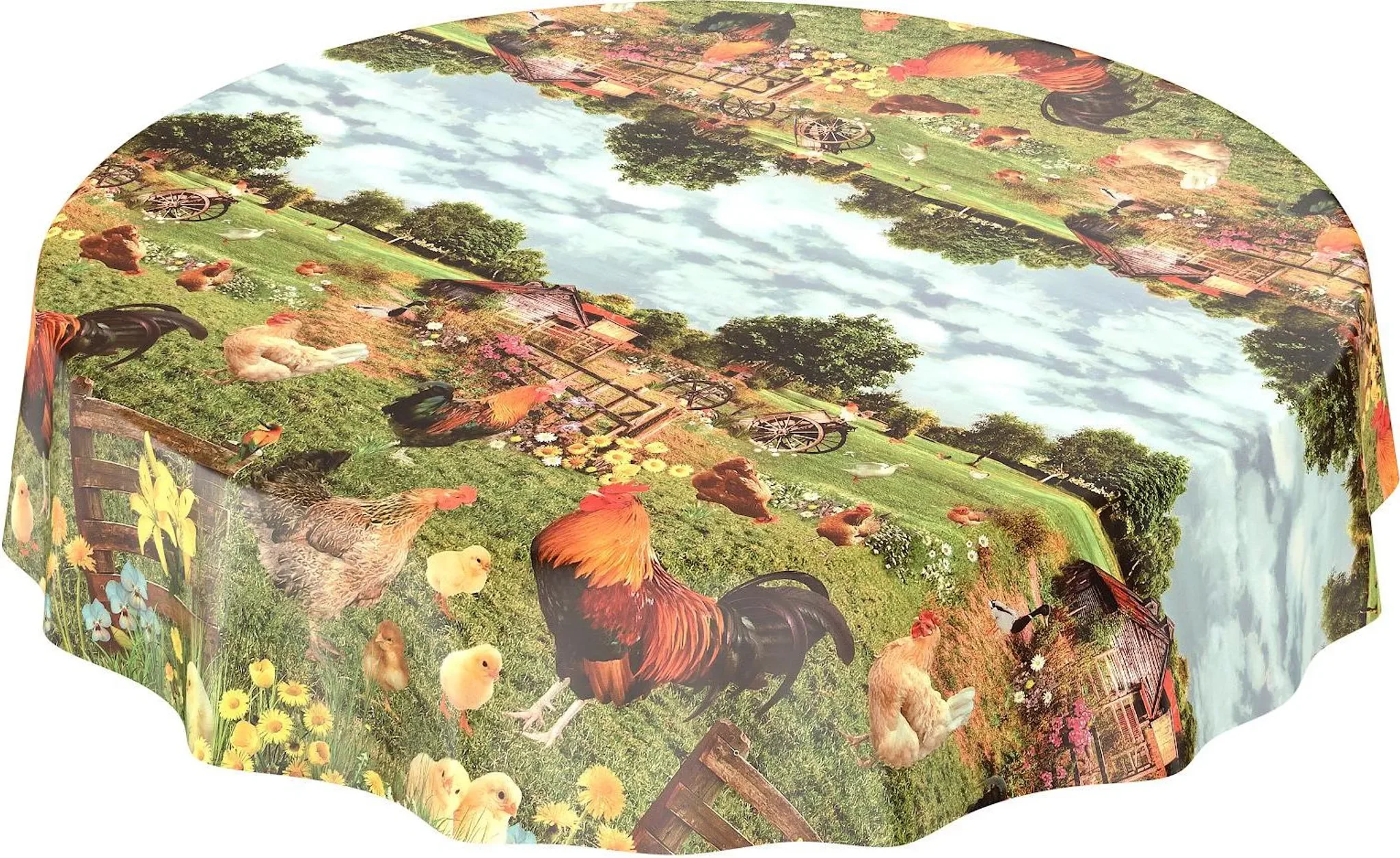 ANRO Wachstuch Tischdecke rund – Ø 100 cm – Motiv Tiere – grün