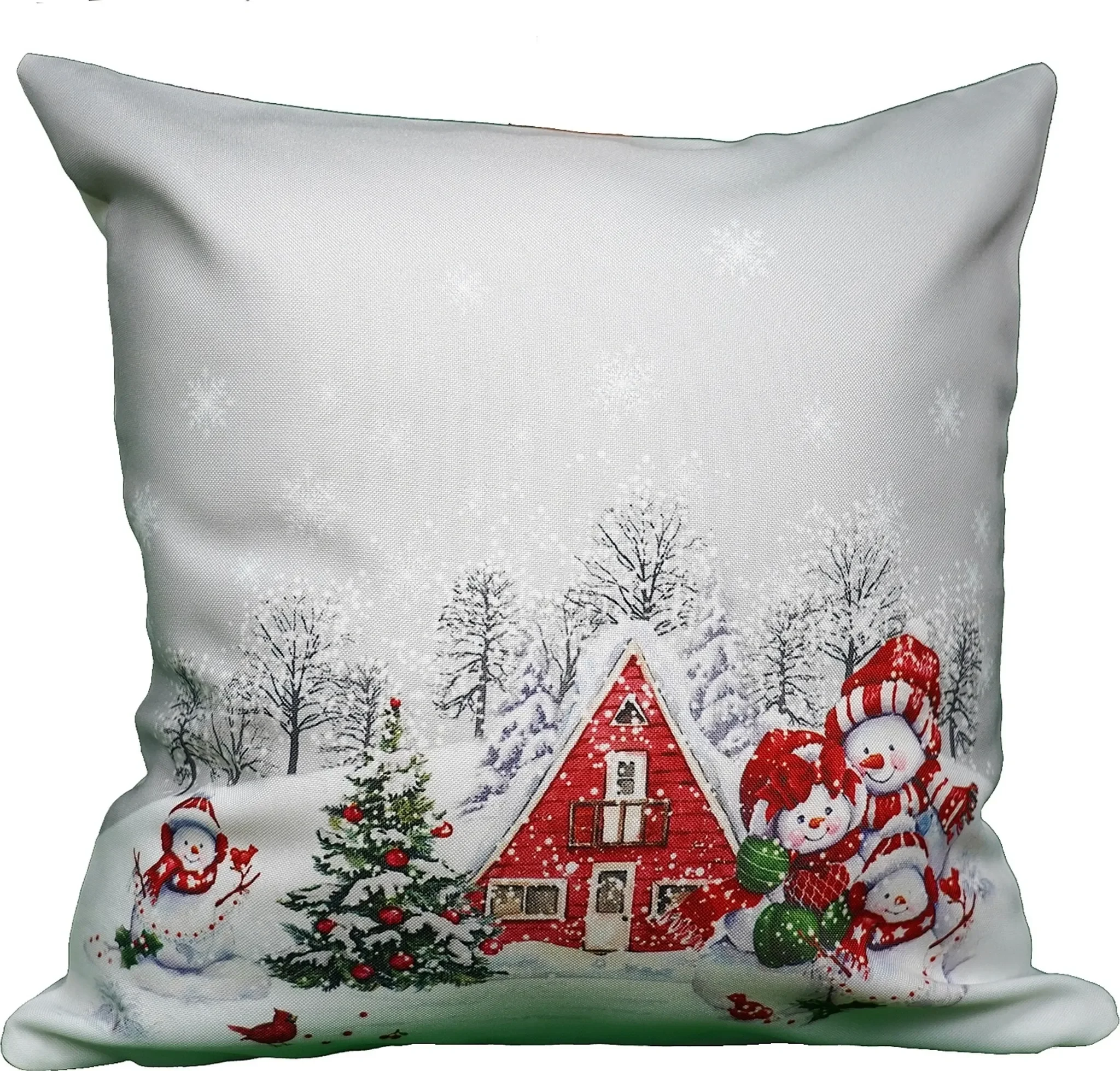 Kissenhülle mit Schneemannfamilie – 40 x 40 cm