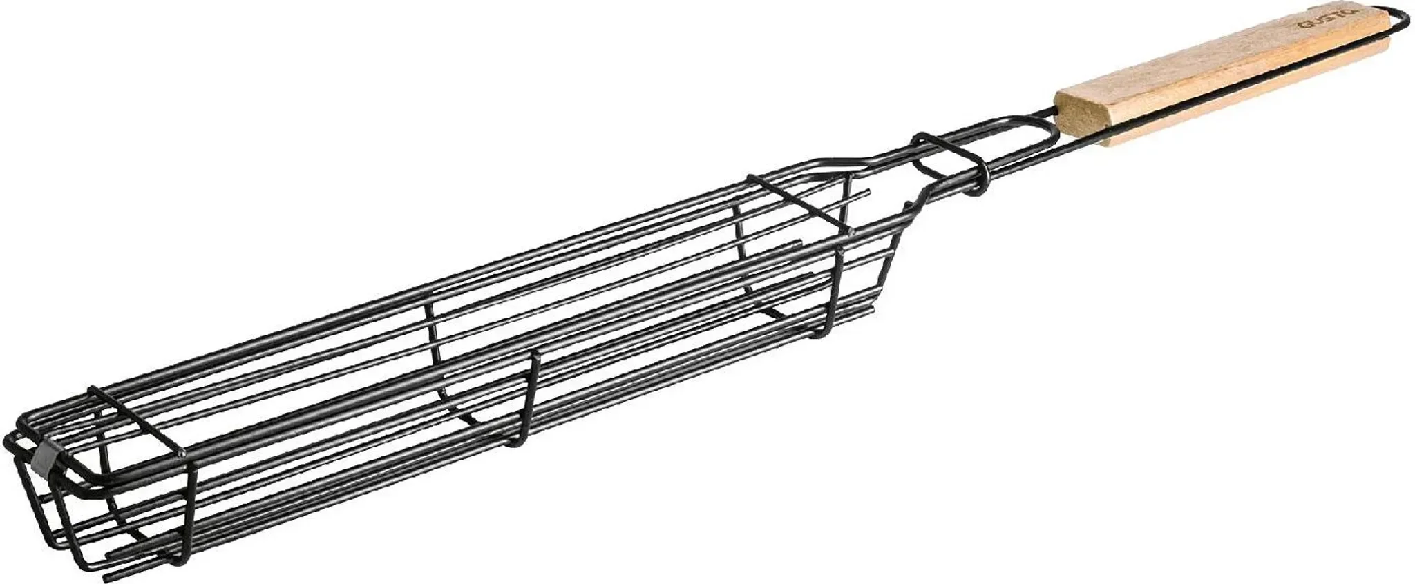 GUSTA Kebab-Grillkorb – Antihaftbeschichtet & abschließbar – mit Holzgriff