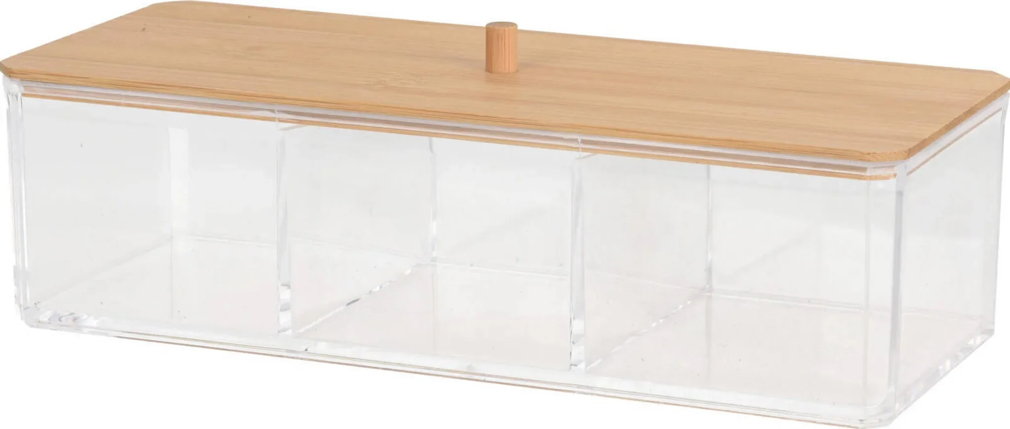 Eleganza Aufbewahrungsbehälter Acryl mit Bambusholzdeckel – 3 Fächer
