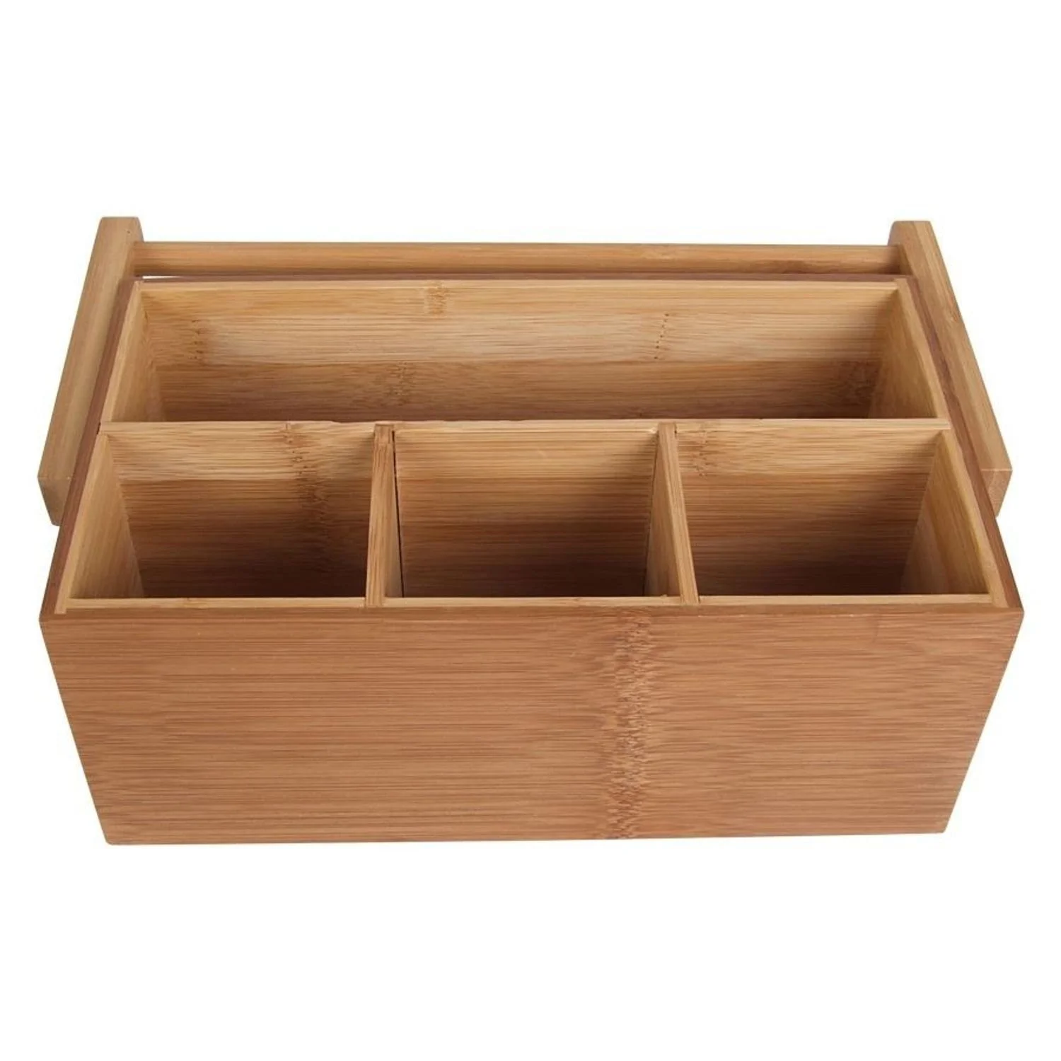 BURI Bambus-Organizer – Aufbewahrungsbox mit 4 Fächern & Tragegriff