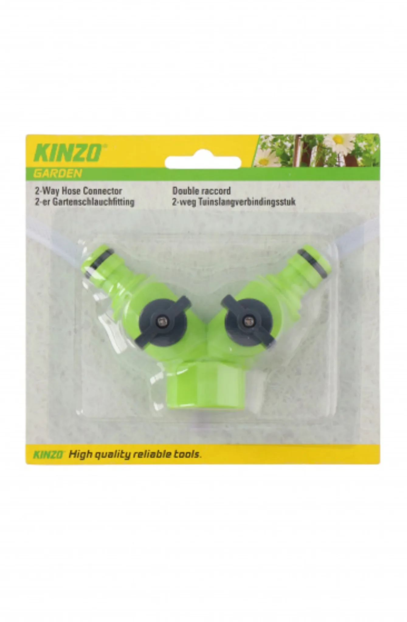 Kinzo Gartenschlauch-Spalter 2-Wege – Y-Verteiler 3/4", ABS, UV-beständig