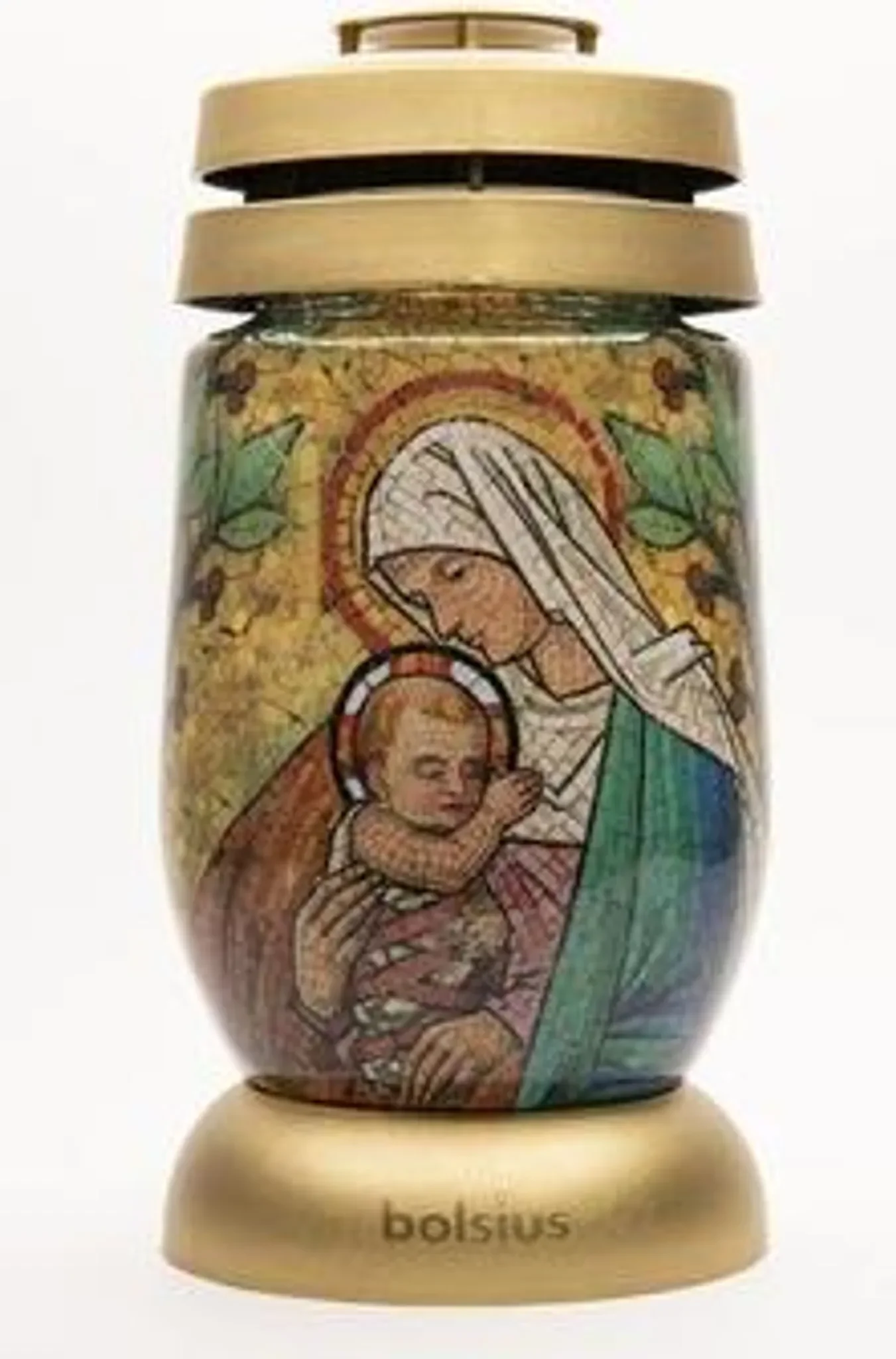 Bolsius Glaskerze 23 cm – Mosaik Maria